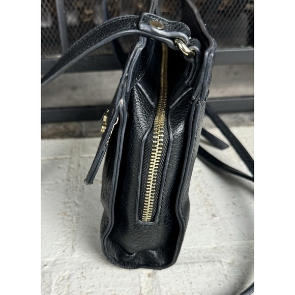 Sole Society  Black Pebbled Leather With Gold Tone Adjustable Strap‎ Crossbody - Picture 12 of 15
